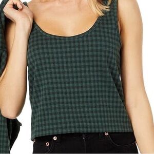 Madewell Pepper Birdseye Check Forest Green   Jacquard Cropped Sweater